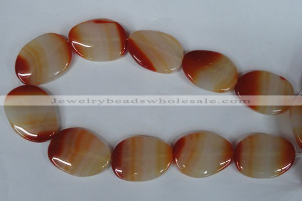 CAG3269 15.5 inches 28*40mm freeform red line agate beads