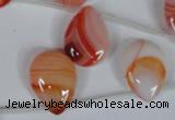 CAG3287 Top-drilled 15*20mm flat teardrop red line agate beads