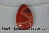 CAG3289 Top-drilled 20*30mm flat teardrop red line agate beads