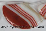 CAG3295 Top-drilled 35*55mm sector red line agate beads