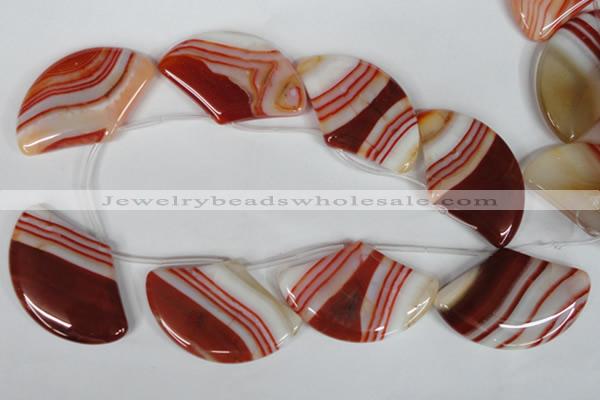 CAG3295 Top-drilled 35*55mm sector red line agate beads