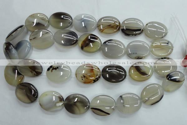 CAG3326 15.5 inches 20*30mm oval natural grey agate beads