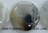 CAG3339 15.5 inches 40mm flat round natural grey agate beads