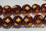 CAG3395 15.5 inches 10mm carved round red agate beads wholesale