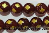 CAG3397 15.5 inches 14mm carved round red agate beads wholesale