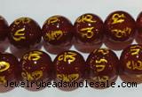 CAG3403 15.5 inches 12mm carved round red agate beads wholesale