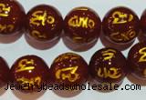 CAG3405 15.5 inches 16mm carved round red agate beads wholesale