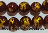 CAG3412 15.5 inches 16mm carved round red agate beads wholesale