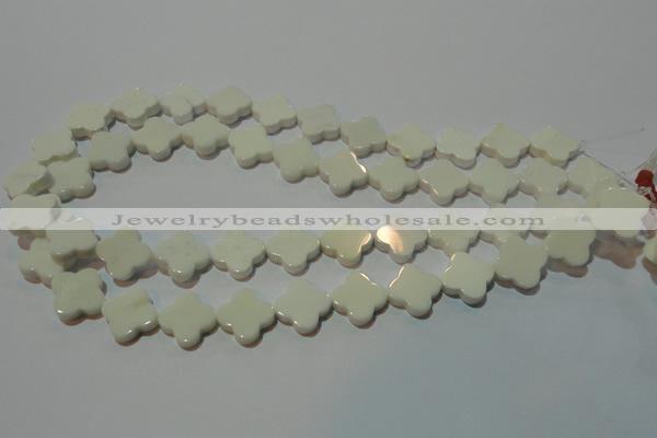 CAG3426 15.5 inches 16*16mm flower white agate gemstone beads