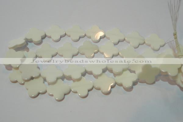 CAG3429 15.5 inches 25*25mm flower white agate gemstone beads