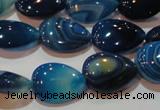 CAG3470 15.5 inches 13*18mm flat teardrop blue line agate beads