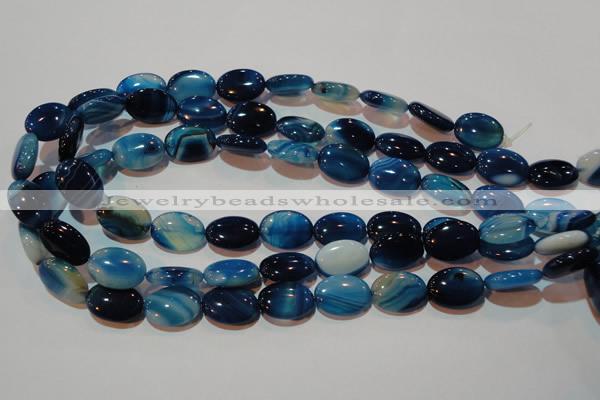 CAG3480 15.5 inches 13*18mm oval blue line agate beads