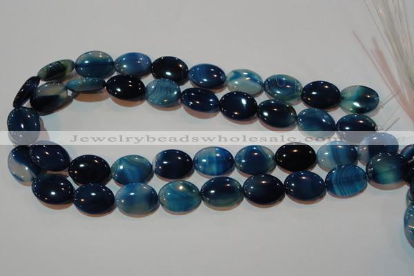 CAG3481 15.5 inches 15*20mm oval blue line agate beads