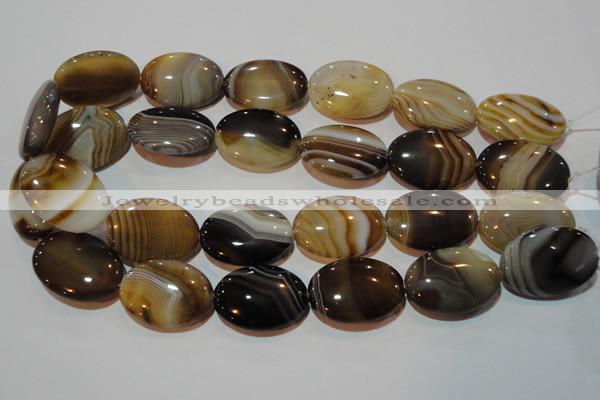 CAG3498 15.5 inches 22*30mm oval brown line agate beads