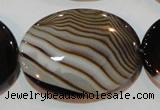 CAG3500 15.5 inches 30*40mm oval brown line agate beads