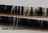 CAG3510 15.5 inches 11*13mm column brown line agate beads