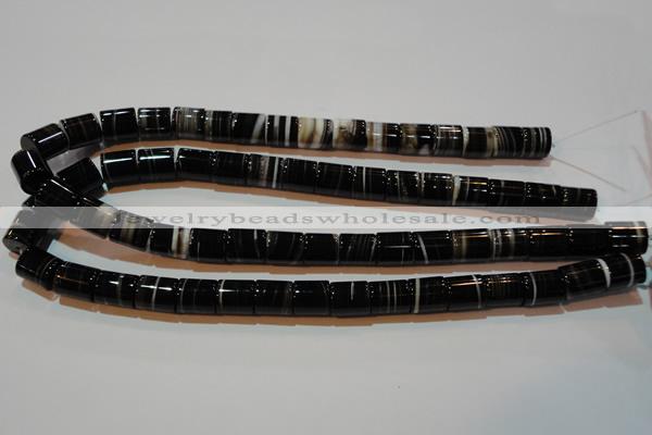 CAG3510 15.5 inches 11*13mm column brown line agate beads