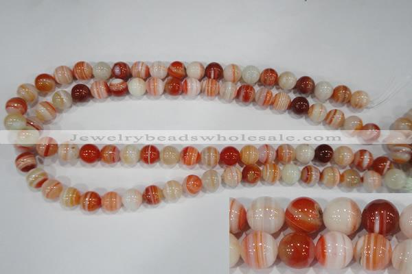 CAG3588 15.5 inches 10mm round red line agate beads wholesale