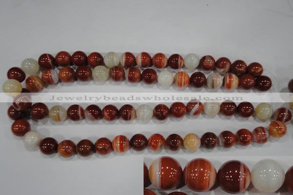 CAG3589 15.5 inches 12mm round red line agate beads wholesale