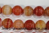 CAG3590 15.5 inches 14mm round red line agate beads wholesale