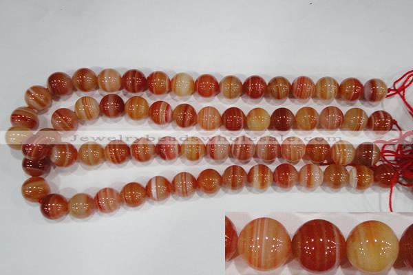 CAG3590 15.5 inches 14mm round red line agate beads wholesale