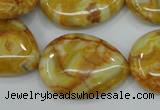 CAG3630 15.5 inches 22*30mm flat teardrop yellow crazy lace agate beads