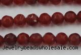 CAG3661 15.5 inches 8mm carved round matte red agate beads