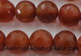 CAG3665 15.5 inches 16mm carved round matte red agate beads