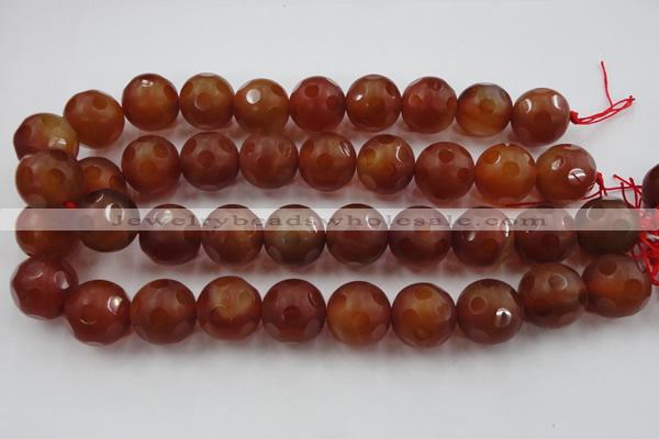 CAG3667 15.5 inches 20mm carved round matte red agate beads