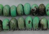 CAG3915 15.5 inches 8*14mm faceted rondelle green grass agate beads