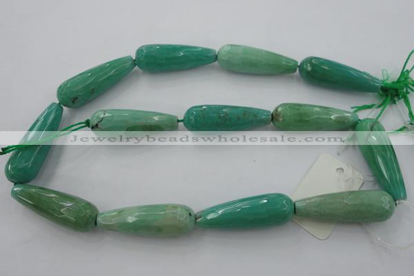 CAG3922 15.5 inches 10*30mm faceted teardrop green grass agate beads