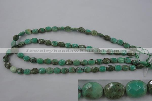 CAG3930 15.5 inches 8*10mm faceted oval green grass agate beads