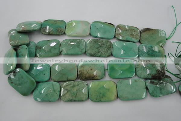 CAG3938 15.5 inches 22*30mm faceted rectangle green grass agate beads