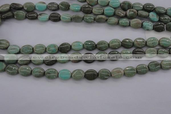 CAG3942 15.5 inches 8*10mm oval green grass agate beads