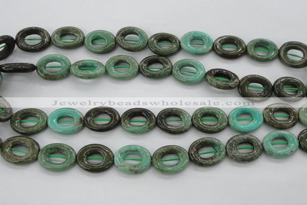 CAG3945 15.5 inches 13*18mm oval donut green grass agate beads