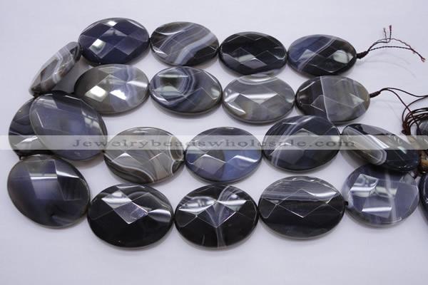 CAG3978 15.5 inches 30*40mm faceted oval grey botswana agate beads