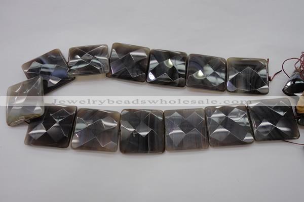 CAG3985 15.5 inches 30*30mm faceted square grey botswana agate beads