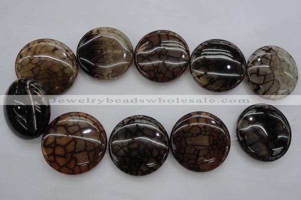 CAG4069 15.5 inches 40mm flat round dragon veins agate beads