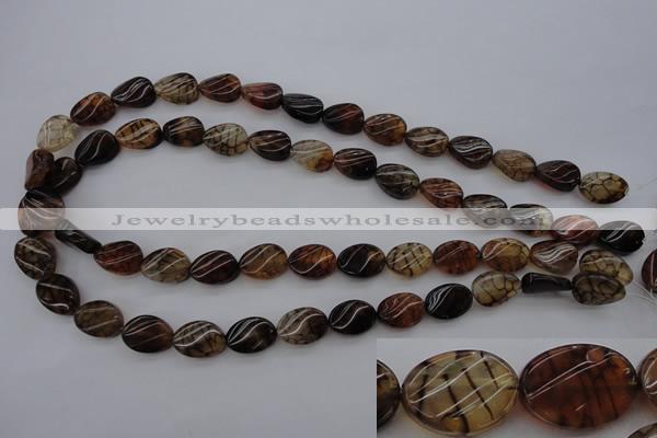 CAG4104 15.5 inches 10*14mm twisted oval dragon veins agate beads