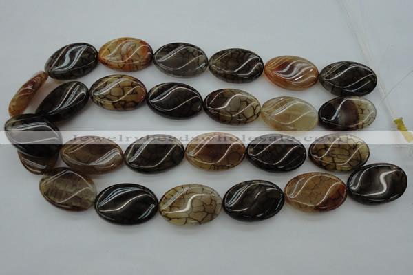 CAG4109 15.5 inches 20*30mm twisted oval dragon veins agate beads