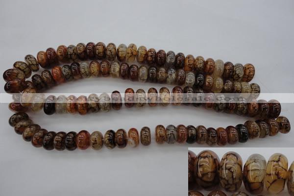 CAG4119 15.5 inches 8*15mm rondelle dragon veins agate beads