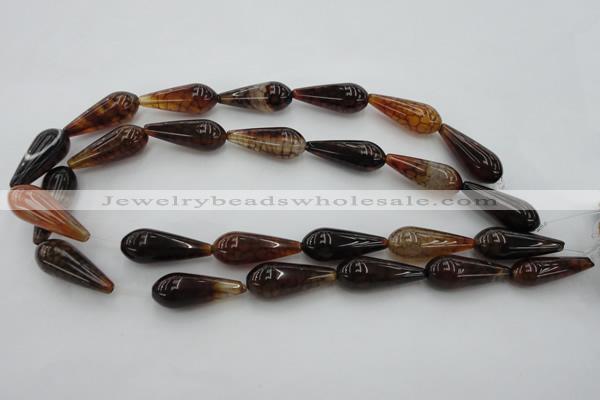 CAG4122 15.5 inches 12*30mm teardrop dragon veins agate beads