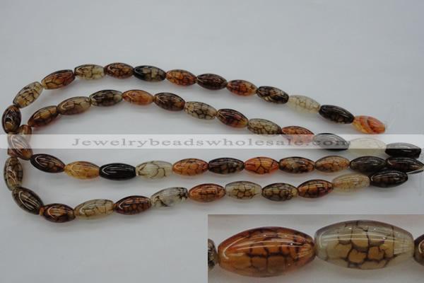 CAG4125 15.5 inches 8*16mm rice dragon veins agate beads