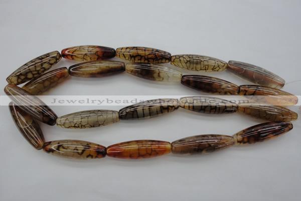 CAG4129 15.5 inches 12*40mm rice dragon veins agate beads