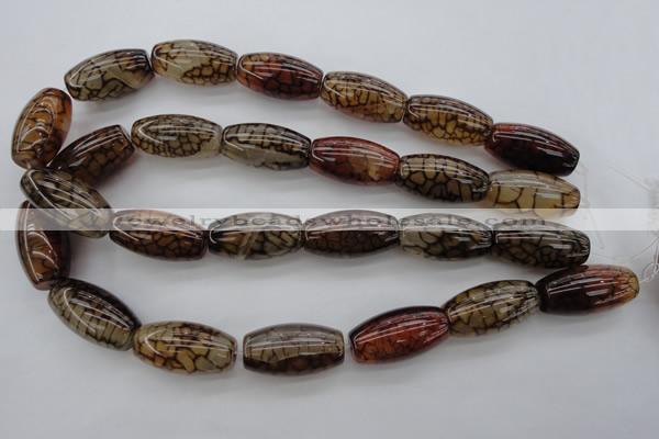 CAG4130 15.5 inches 15*30mm rice dragon veins agate beads