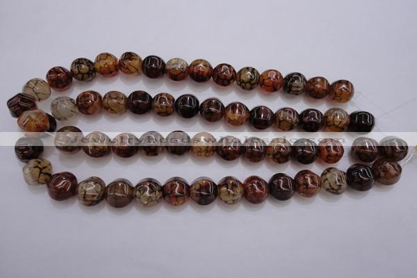 CAG4144 15.5 inches 14*14mm pumpkin dragon veins agate beads