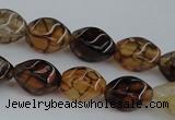 CAG4148 15.5 inches 6*10mm twisted rice dragon veins agate beads