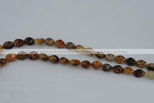 CAG4148 15.5 inches 6*10mm twisted rice dragon veins agate beads