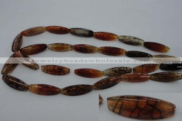 CAG4159 15.5 inches 10*30mm trihedron dragon veins agate beads