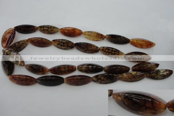 CAG4160 15.5 inches 12*30mm trihedron dragon veins agate beads